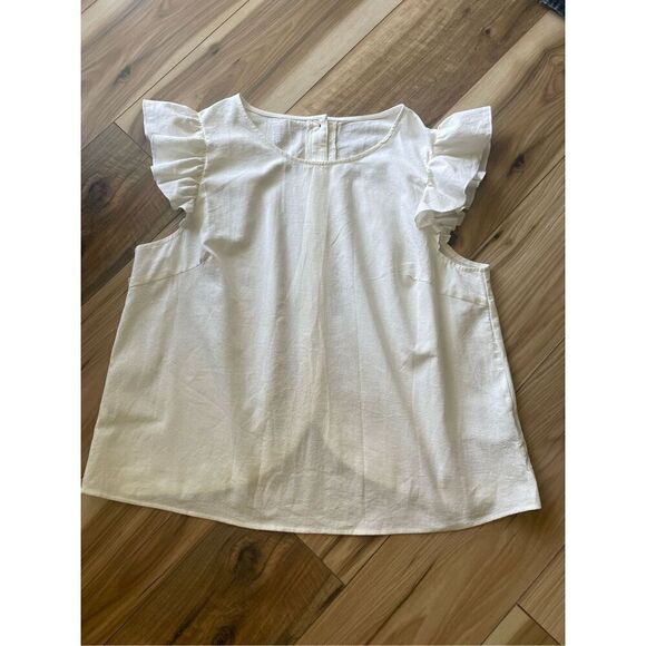 NWT EMERY ROSE Solid Ruffle 100% Cotton Trim Blouse 2XL - Picture 3 of 8